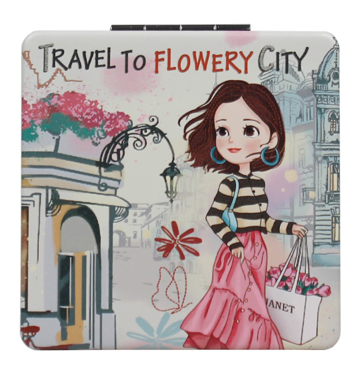 Square Compact Mirror — Flowery city