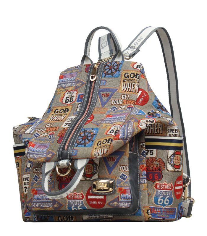 Rucksack-Style Backpack — MEDAL PLATE GREY