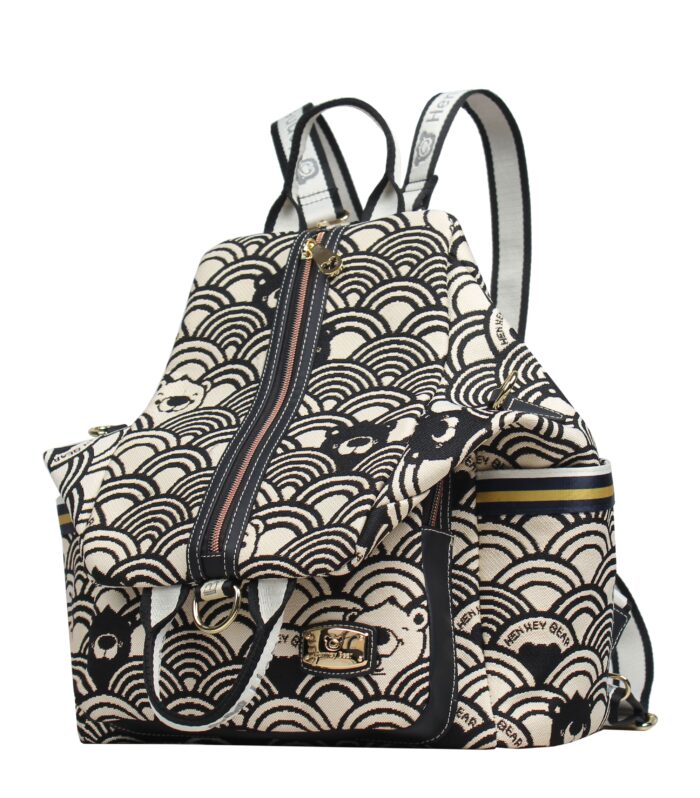 Rucksack-Style Backpack — BLACK WHITE WAVE