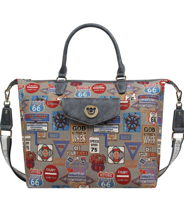 Structured Shoulder Tote — MEDAL PLATE GREY