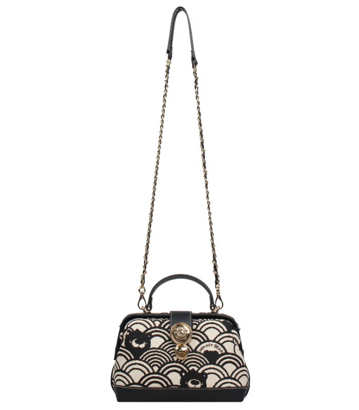 Compact Crossbody Pouch — BLACK WHITE WAVE
