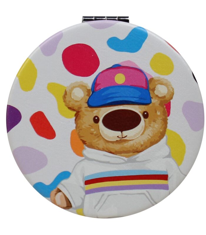 Round Compact Mirror — rocking bear