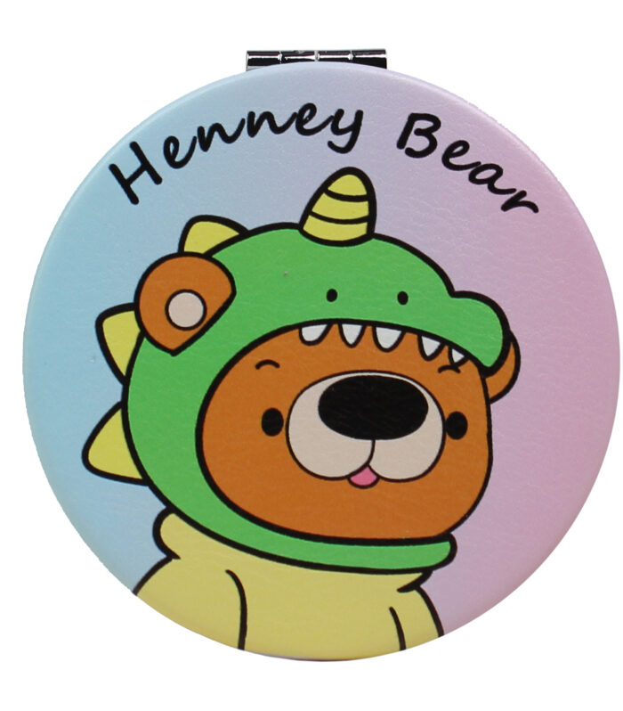 Round Compact Mirror — dinosaur Teddy bear